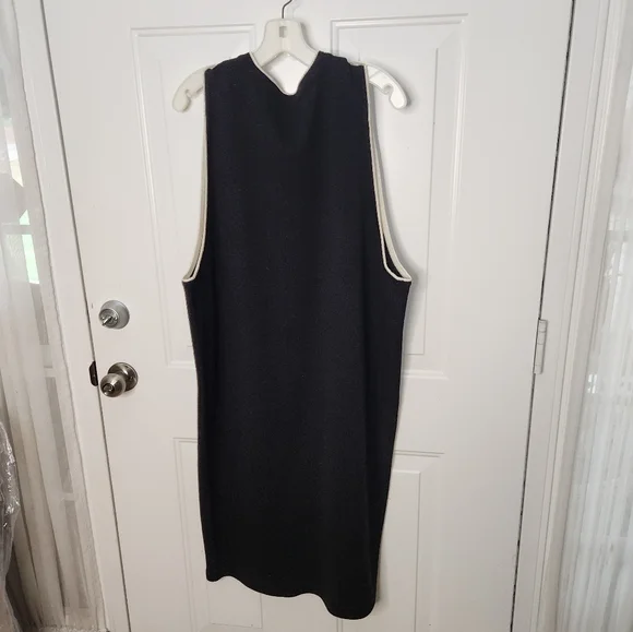 Evan Picone Black Sweater Sleeveless Dress White Trim Plus Size 1X - Picture 2 of 5